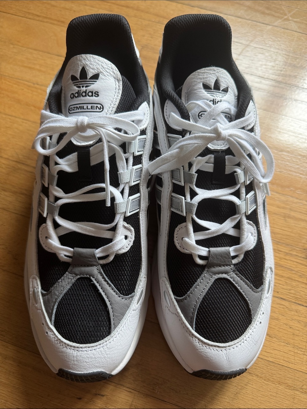 Adidas Black and White Ozmillen Low-Top Sneakers NEW no tags